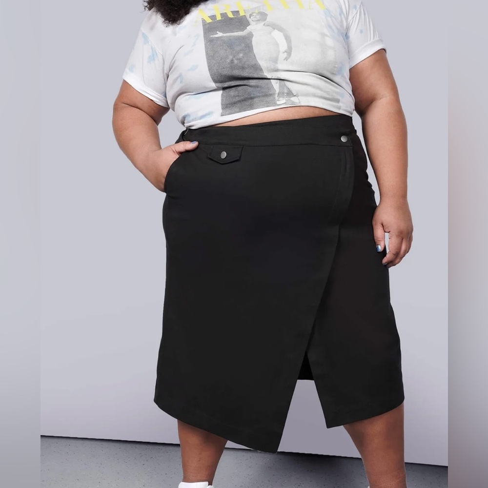 Wildfang Black THE ESSENTIAL COTTON TWILL UTILITY WRAP SKIRT